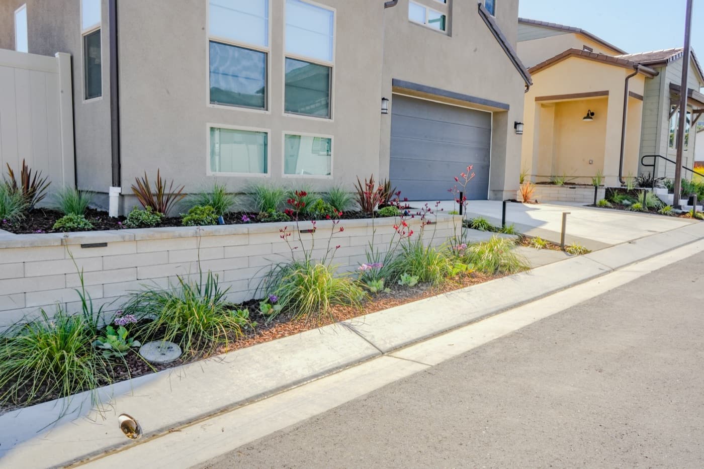 Contemporary drought-tolerant front yard in Coronado by Modern Yardz